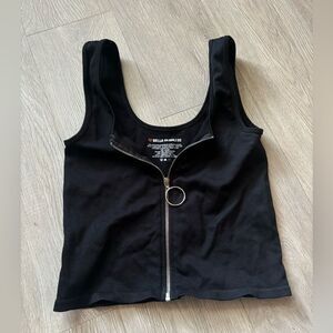 Bella seamless zip down black crop top med/lg